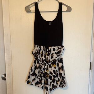 SHEIN Black and Leopard Print Jumpsuit